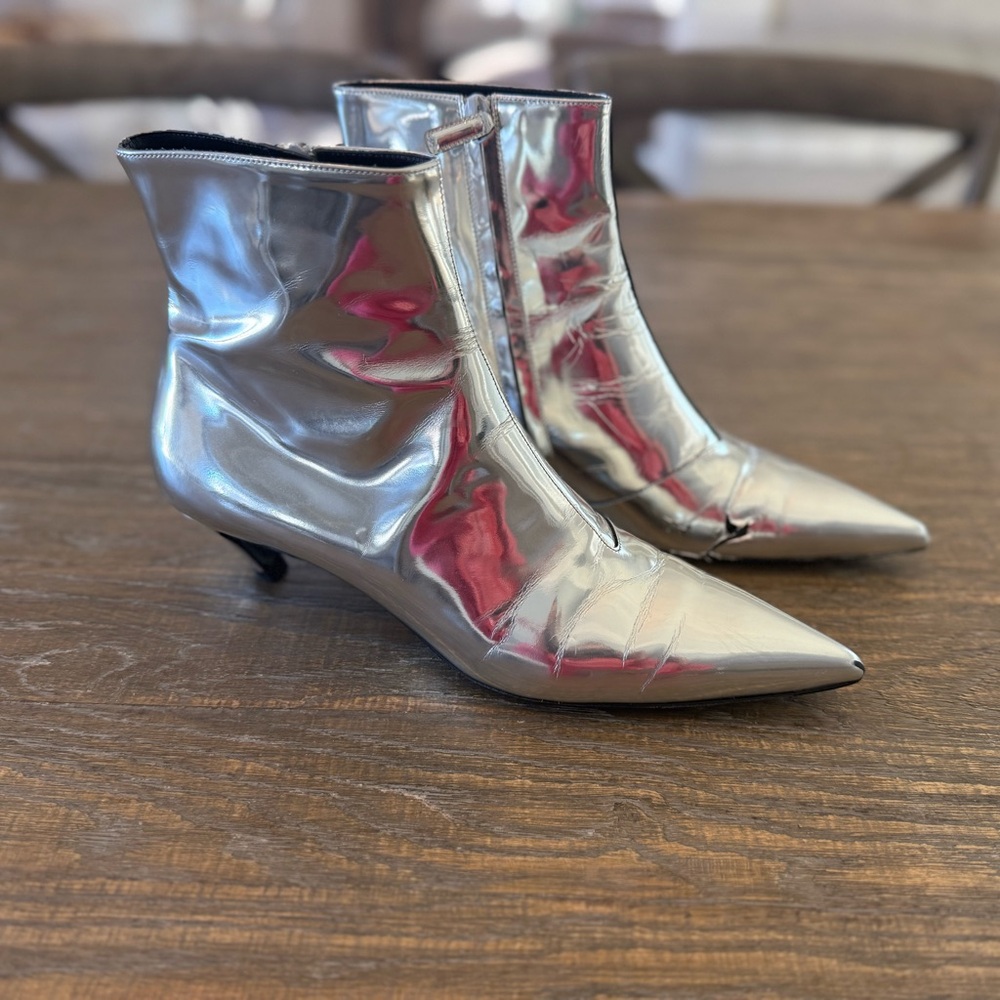 Balenciaga Veau Miroir Argent Booties Size 39 / 8.5 US - Picture 2 of 6